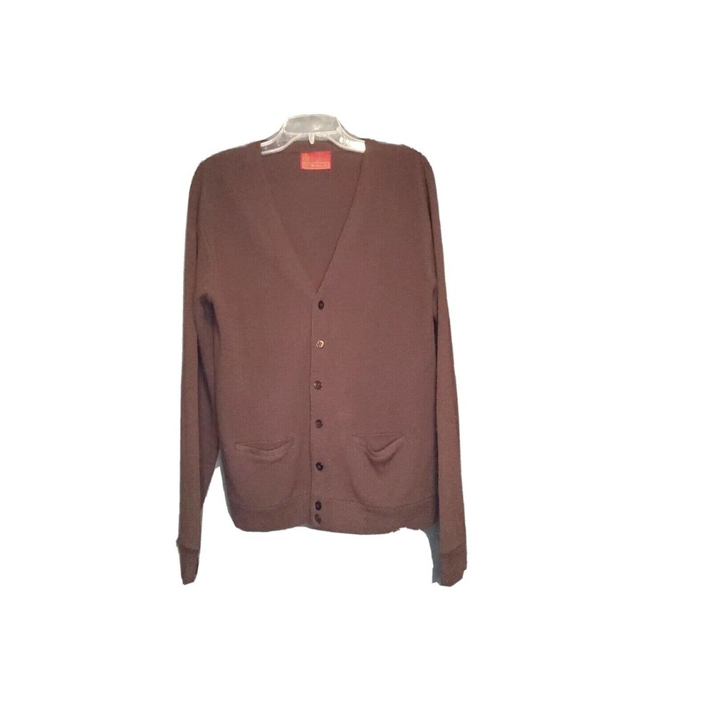 Vintage Sears Kings Road Shop Sweater Mens L Large Brown Cardigan Orlon Acrylic